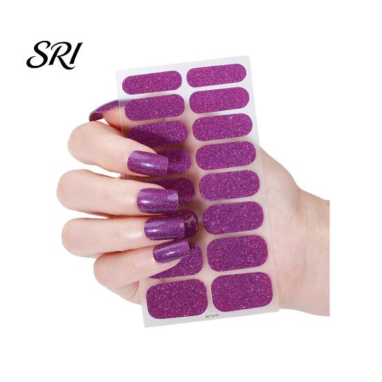 DIY Nail Strip Glitter Polish Strips with File Easy Apply Remove Self Adhesive Women Stickers Full Sticker Home Manicure Art Decoration Wrap Decals