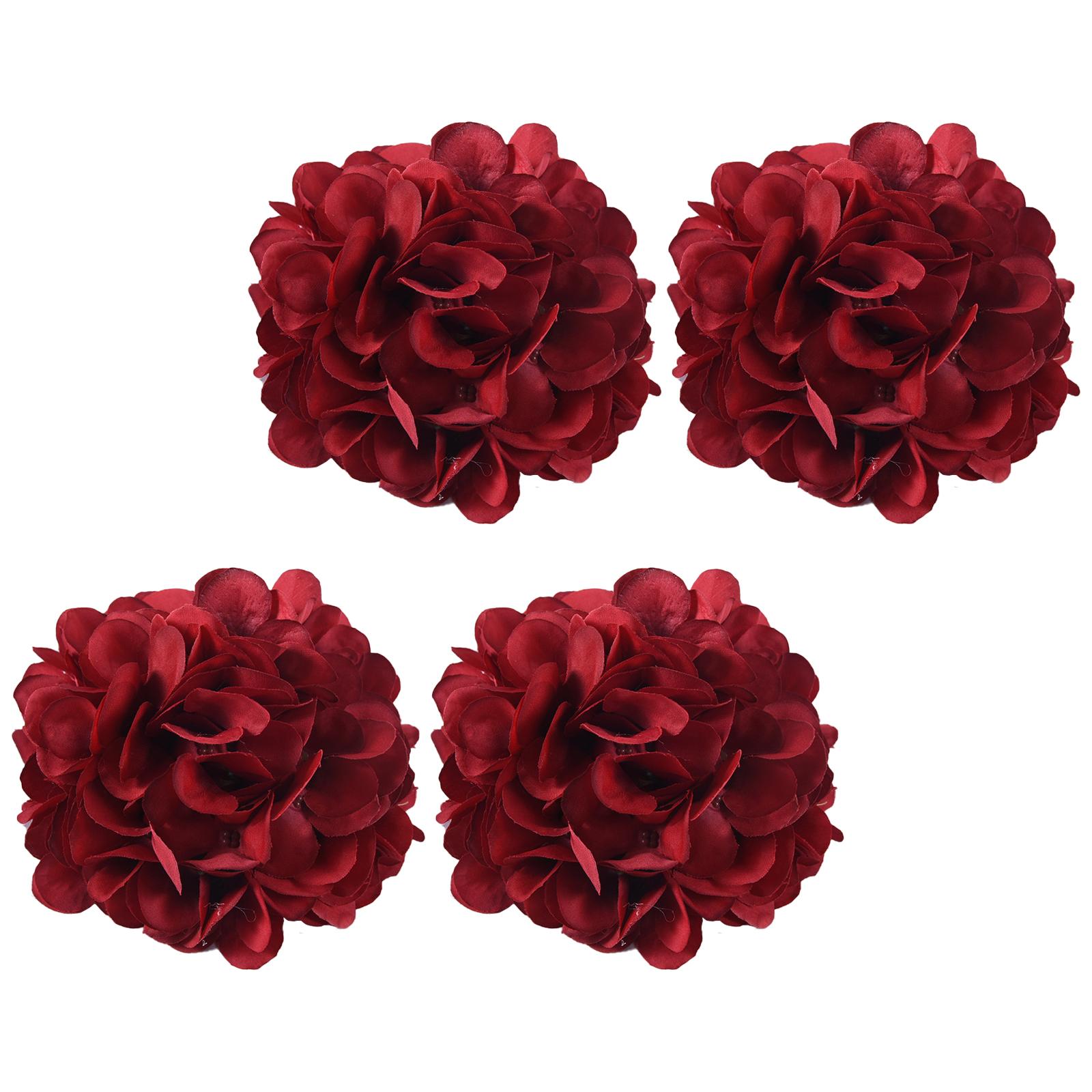 Florals Curtain Holdbacks 4Pieces Set Artificial Flower Drapery Tiebacks Rope Window Accessories for Home Decoration бордовый