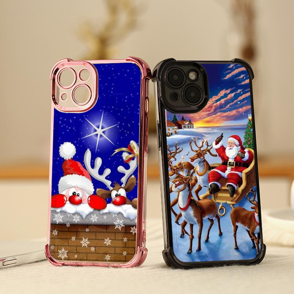 Ae111 Merry Christmas Design Electroplated TPU Phone Cases for Xiaomi 11 Lite 5G Redmi Note 13 11 Pro 12C 9S 14C Huawei Four Corner Protection Cover