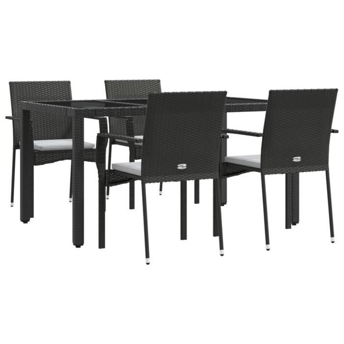 VidaXL Garden Dining Furniture and Cushions 5pcs Black Wicker 3184977