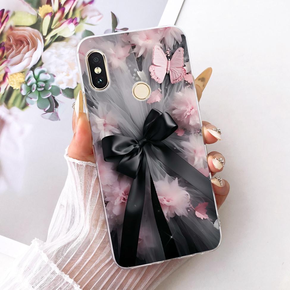 Transparent For Redmi 6 Pro Cover For Xiaomi Mi A2 Lite Case Cute Cartoon Fashion Butterfly Funny Painted Casing M1805D1SG