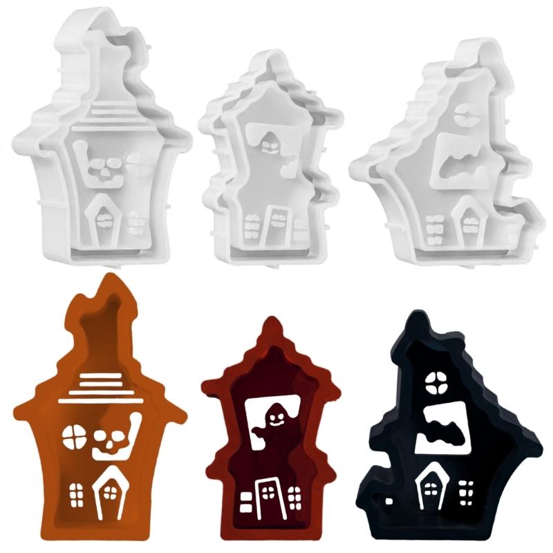 Food Safe Heat Resistant Silicone Craft Mould Create Hollow House Candle Holders Halloween Decoration