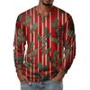 Men's Fashion Printed V-Neck Casual Long-Sleeved T-Shirt Bottoming Shirt Top