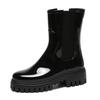 Fashion Thick Soled Rain Shoes Womens Chelsea Plastic Water Boots Mid Sleeve High Top Motorcycle Rain Boots Rain Shoes Women's