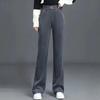Autumn and Winter New Wide Leg Pants Fleece-lined Thickened Casual Trousers