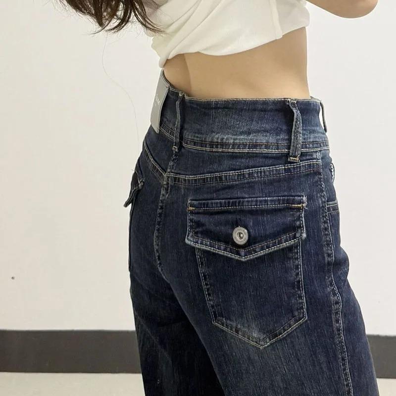 American Style Vintage Denim Long Pants Y2K Streetwear Slimming Washed Jeans Women Autumn Sexy Low Waisted Jeans