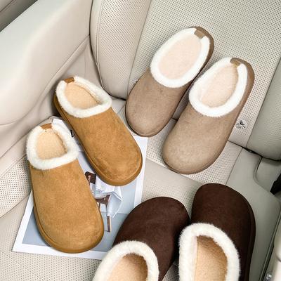 Versatile Velvet Boken Shoes 2025 Winter Lazy One-pedal Cotton Shoes Women's Warm New Casual Suede Fluffy Shoes