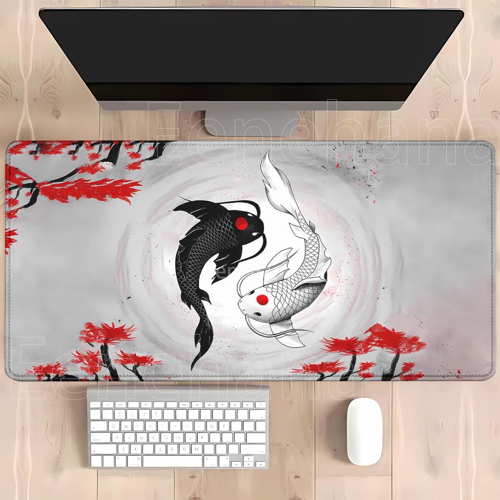Koi Taichi Fish Gaming Yin Yang Mouse Pads Neutral Table Mats Computer Big Mousepad Company Large Gamer HD Printing XXL Desk Mat