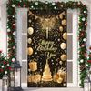 Black Gold Happy Birthday Door Banner Pink Blue Purple Shining Balloons Kid Adult Party Decoration Backdrop Photo Shoot Supplies