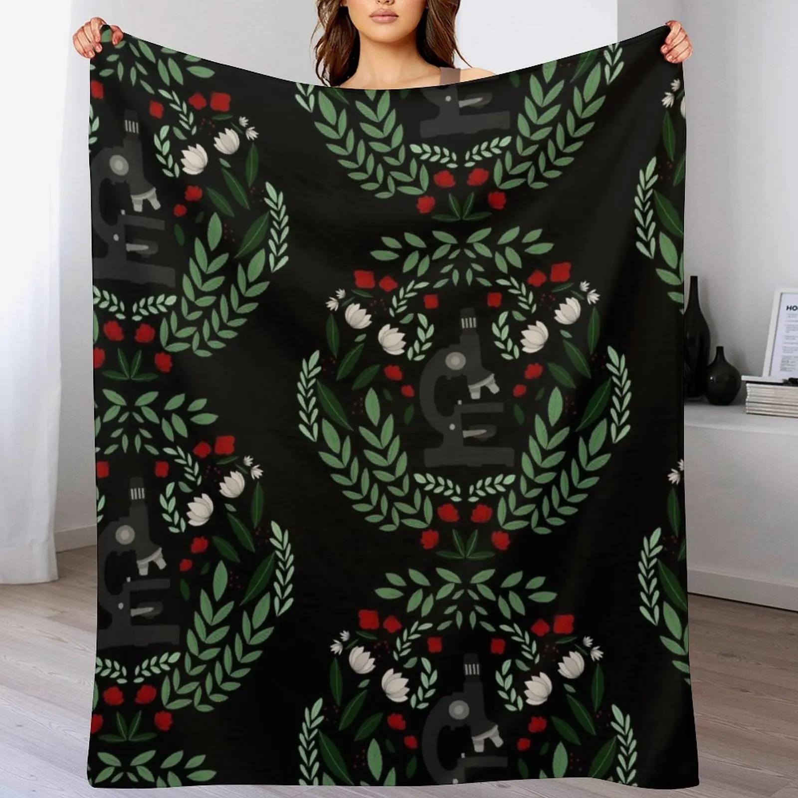 

Folk Christmas Microscope Throw Blanket Foldable Soft Warm Blanket for Outdoor Use 102x76cm(40x30in)