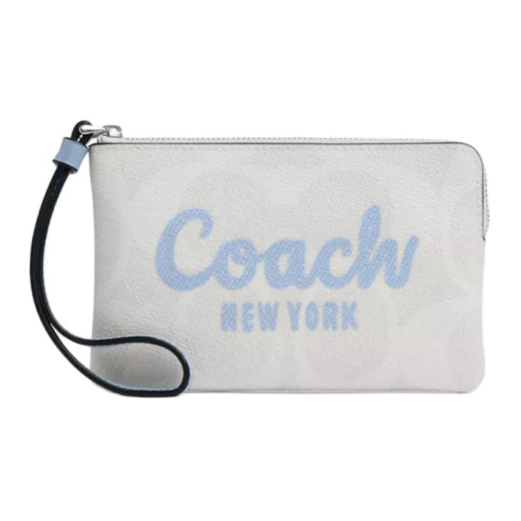 

Coach Signature Corner Detachable Strap Coated Canvas Small Clutch Women clutch Chalk Blue CAQ74-SVXUI Basic Set (Bag+Dust Bag)