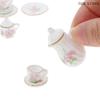 1Set 1:12 Miniature Porcelain Tea Cup Set Chintz Flower Tableware Kitchen