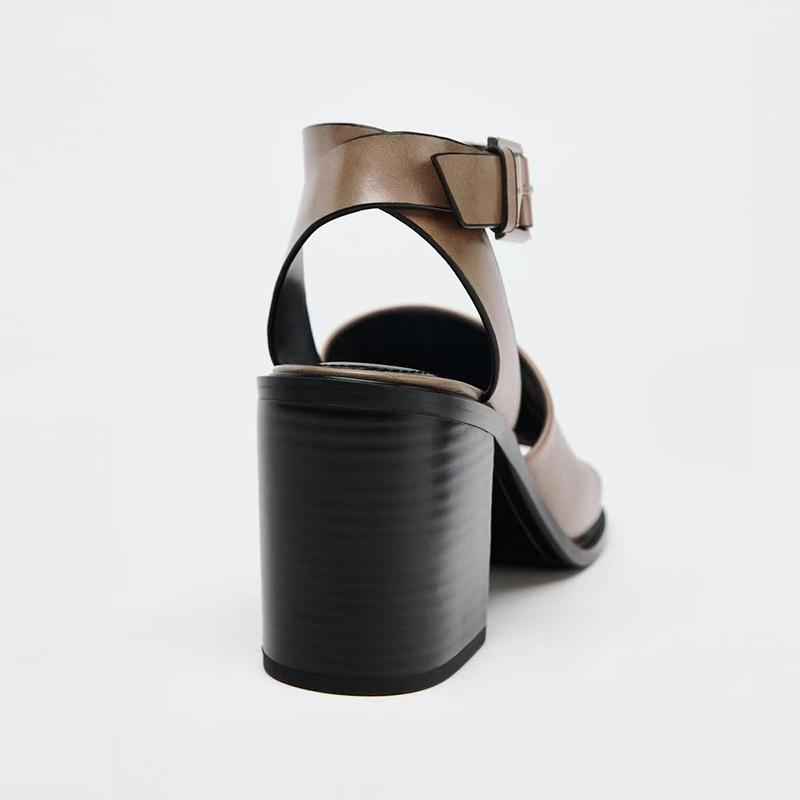 Fashion Fashion Genuine Leather Women Sandals 2025 Summer New Shoes Open Toe Rome Style High Heels Fashion Buckle Gladiator Shoes Woman