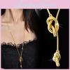 Elegant Vintage Gold Long Sweater Chain Necklace For Women With Sailor Knot Design