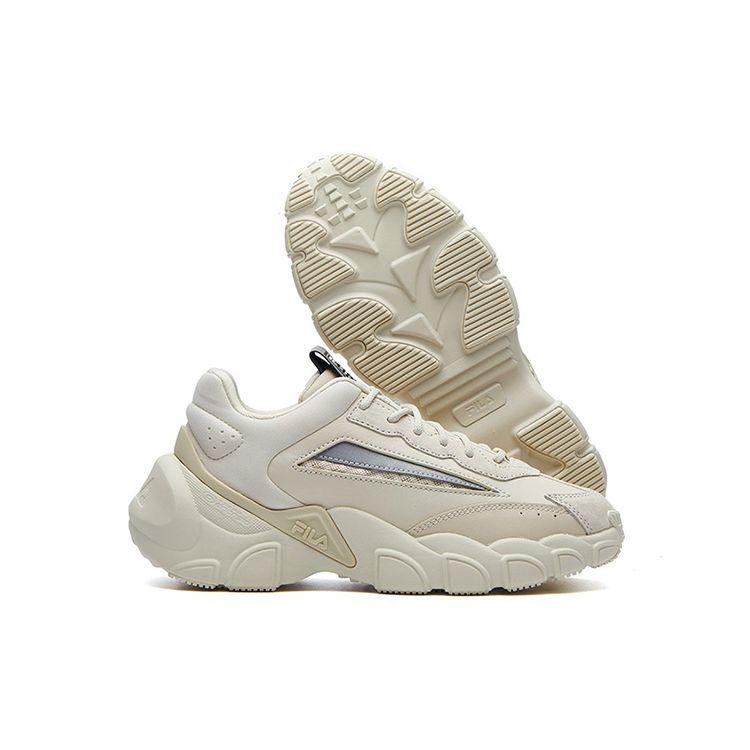 FILA Smasher Fabric Two-Layer Cowhide Comfortable Versatile Low-Top Dad Shoes Women sneaker Beige F12W134144FAN