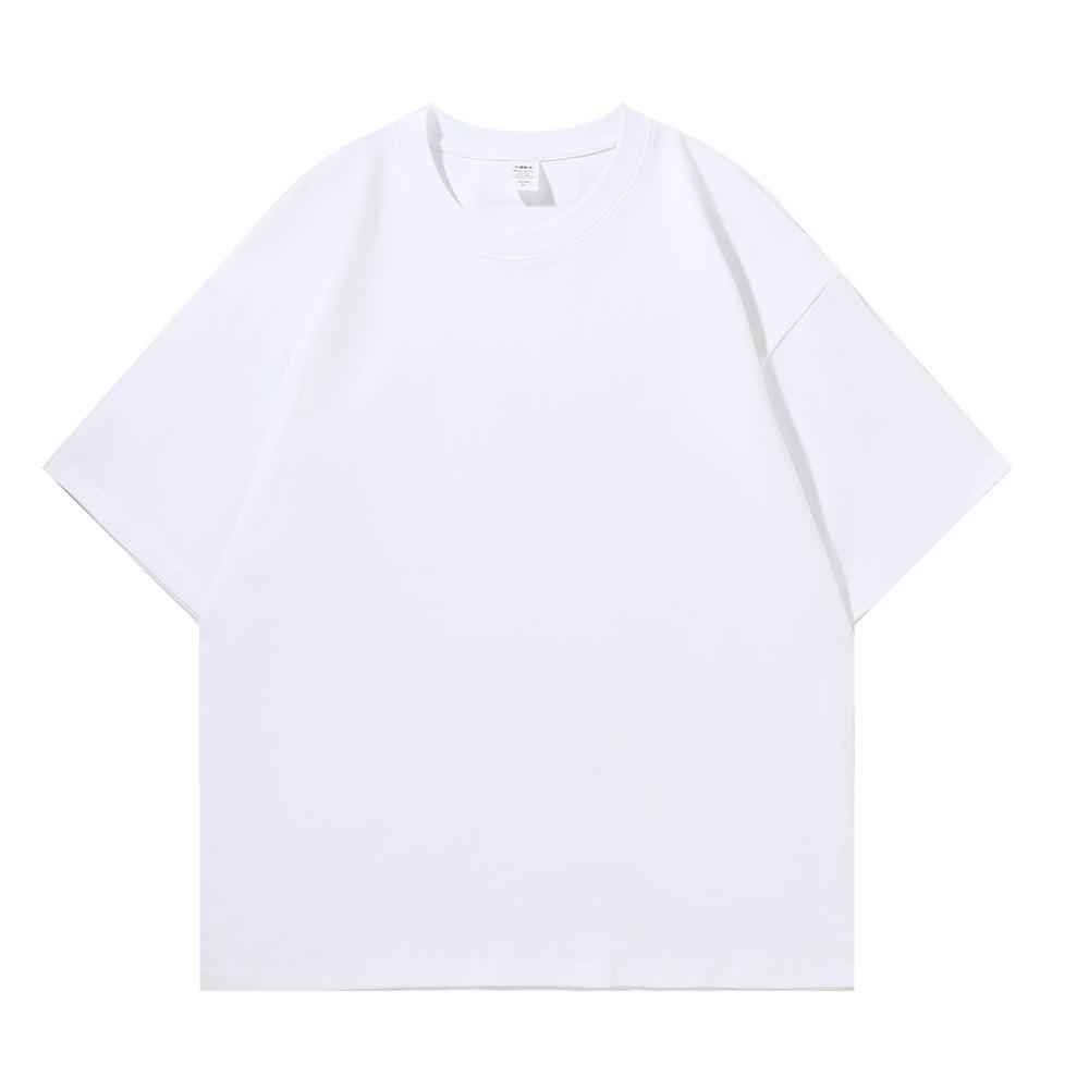 300g Gekämmte Baumwolle Rundhals Kurzarm T-Shirt, Sommer Einfarbiges Basic Tee mit Individuellem Druck