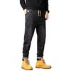 Autumn and winter elastic waist jeans men's drawstring trousers elastic micro-cone straight pants men's fashion pants