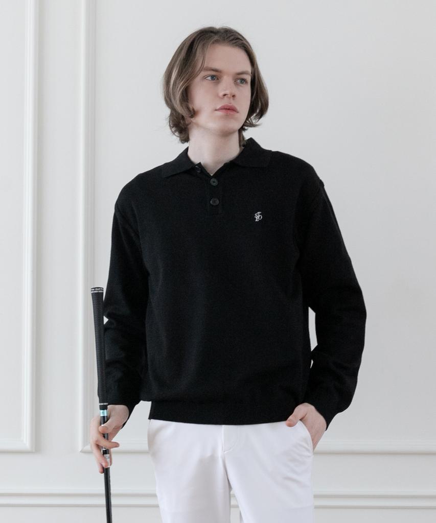 SELITIO Men'S Basic Soft Collar Knit Black