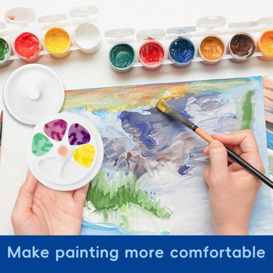 Mason Jar Paint Palette with Lid Portable Artist Color Mixing Tray for Watercolors Acrylics Plastic White Paint Tray