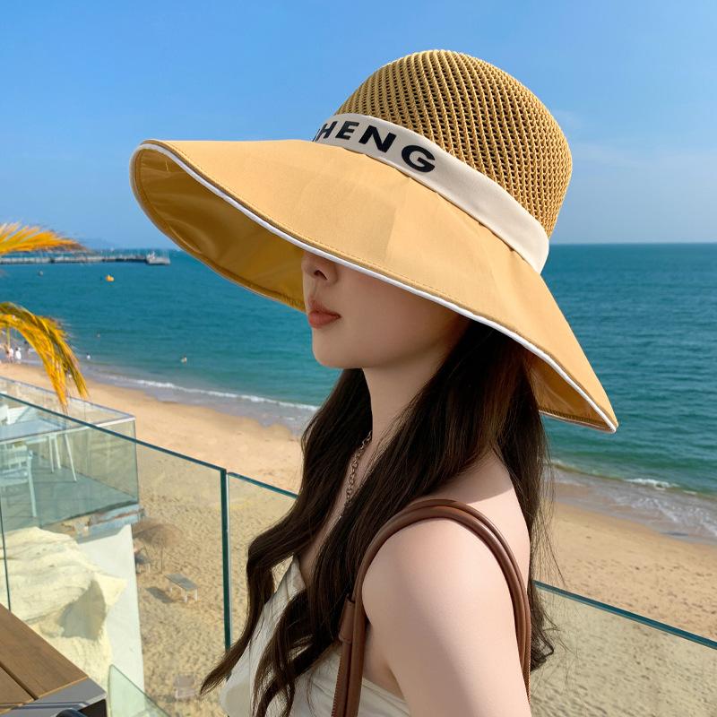 

Летняя шляпа женская вязаная сетчатая шляпа-ведро с алфавитом защита от солнца шляпа от солнца летняя приморская дорожная шляпа от солнца Average size