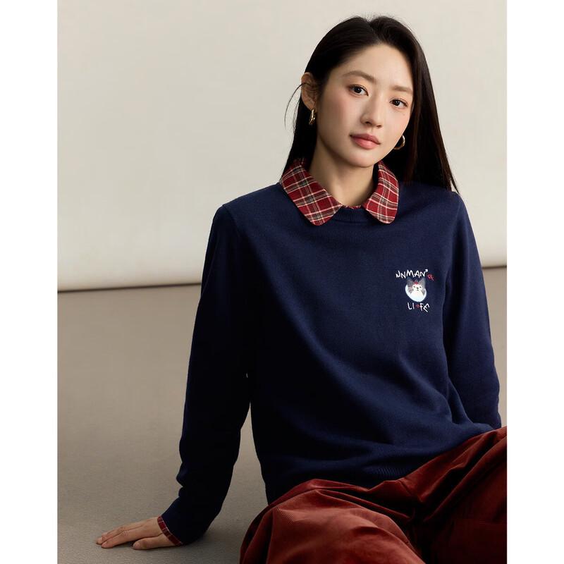 INMAN Women's Embroidered Pullover Knit Sweater