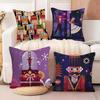 Nutcracker Soldier Cushion Cover Soft Plush Fabric Double-Sided Printed Sofa Cushion Cover for All Seasons Home Decor Gift