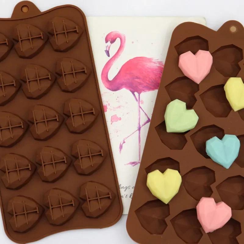 Silicone Chocolate Mold, Gummy Baking Cake Decoration Tools, 15 Cell Heart Shaped Pastry Mold