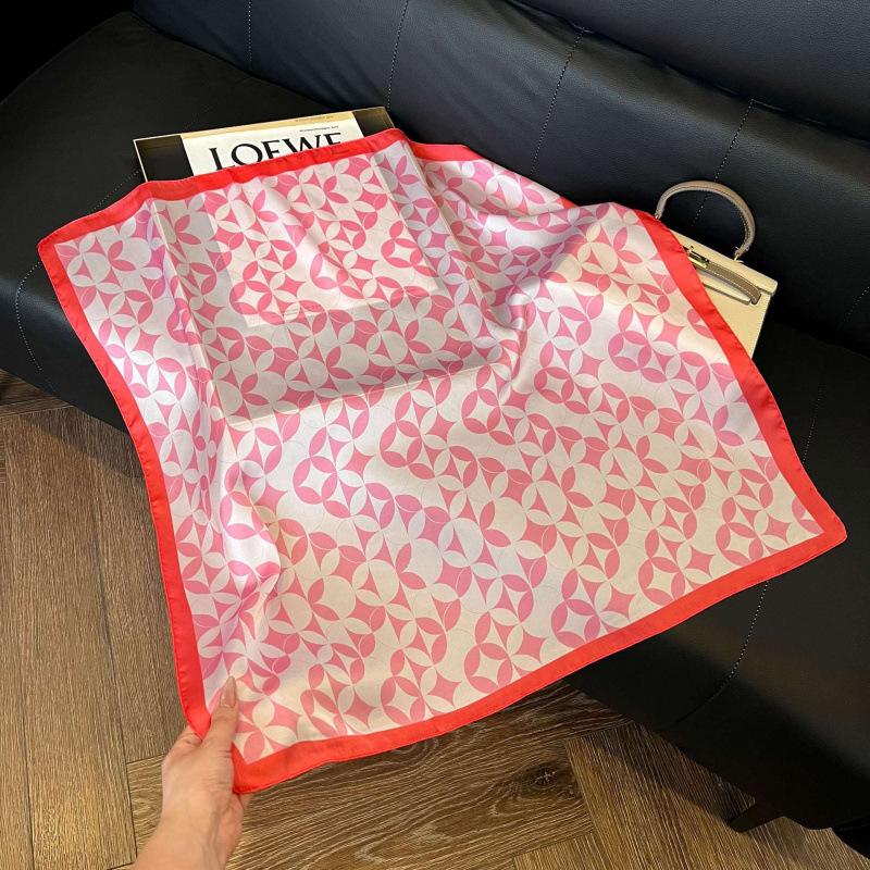 Fashion Black and White Printing Temperament Square Scarf Imitation Silk Korean Version Decorative Scarf Scarf Professional Decorative Shawl Silk Scar