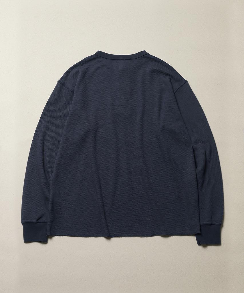 ESFAI Waffle Henley Neck Ls T Shirt (Dark Navy)