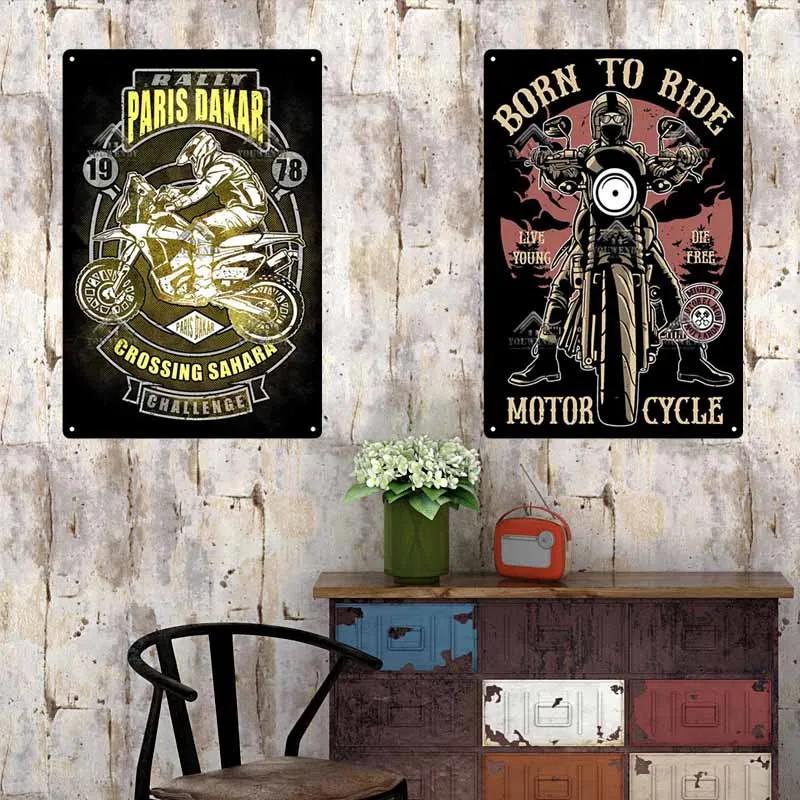 Born to Ride Motorcycle Tin Signs, Retro Metal Sign Plaque, Vintage Wall Decor, Garage, Bar, Man Cave, Decorative Plate