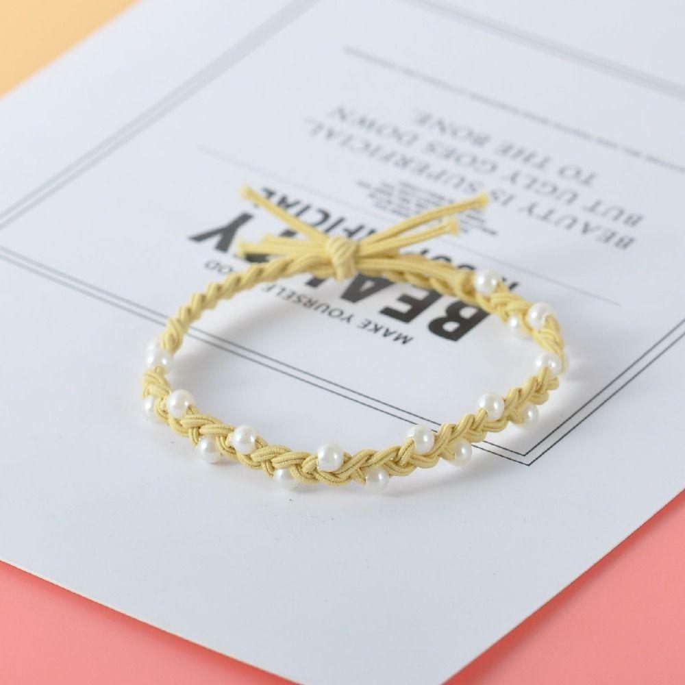 Holder Korean Style Hair Loop Women Pearl Hair Rope Hair Styling Accessory Woven Rubber Band