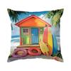 Pillowcase Summer Beach Vacation Watercolor Painting Throw Pillow Covers 45X45Cm For Sofa, Bed, Car, Living Room Home Decor