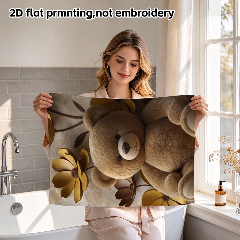 Vintage Floral Teddy Bear Soft Bath Towel