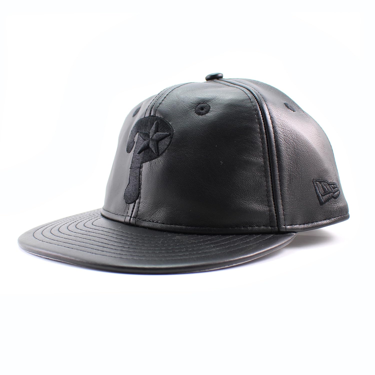 RC9FIFTY Strapback Cap Philadelphia Phillies MLB GENUINE LEATHER RETRO CROWN STRAPBACK CAP BLACKOUT PHILADELPHIA PHILLIES [New Era] [Used] чёрный