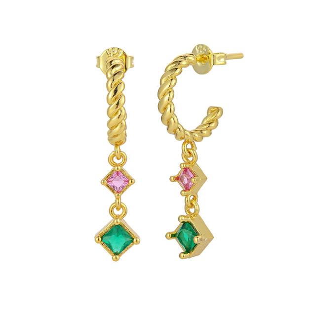 

ANENJERY квадратные серьги-капли с кубическим цирконием для женщин, золотые, серебряные висячие серьги, вечерние ювелирные изделия, оптовая продажа золотистый