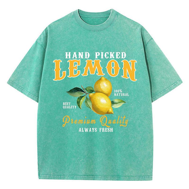 Summer Lemon Washed TShirts Womens Cotton Oversized ONeck T Shirts Fresh Fruit Prints Tops Casual Short Sleeve Woman Clothes