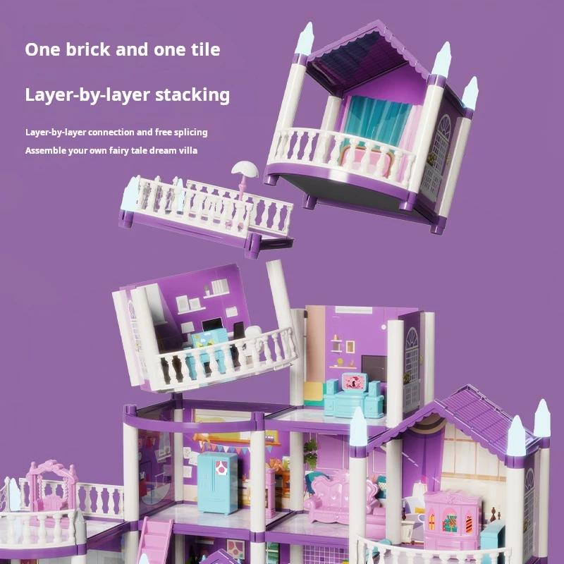 Diy Large Villa Doll House Set Play House Assemble Simulation Furniture Bedroom Kitchen Kids Educational Toys Girl Boys Gifts