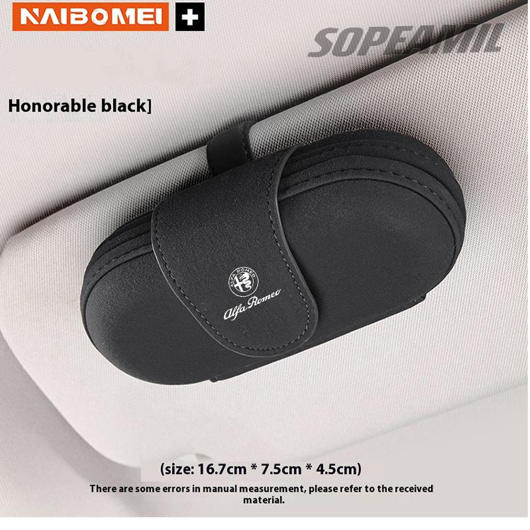 Car Suede Sunglasses Storage Box Visor Glasses Clip Alfa Romeo GT 147 156 159 Giulia Tonale Stelvio Giulietta Mito Milano Gloria wnp522