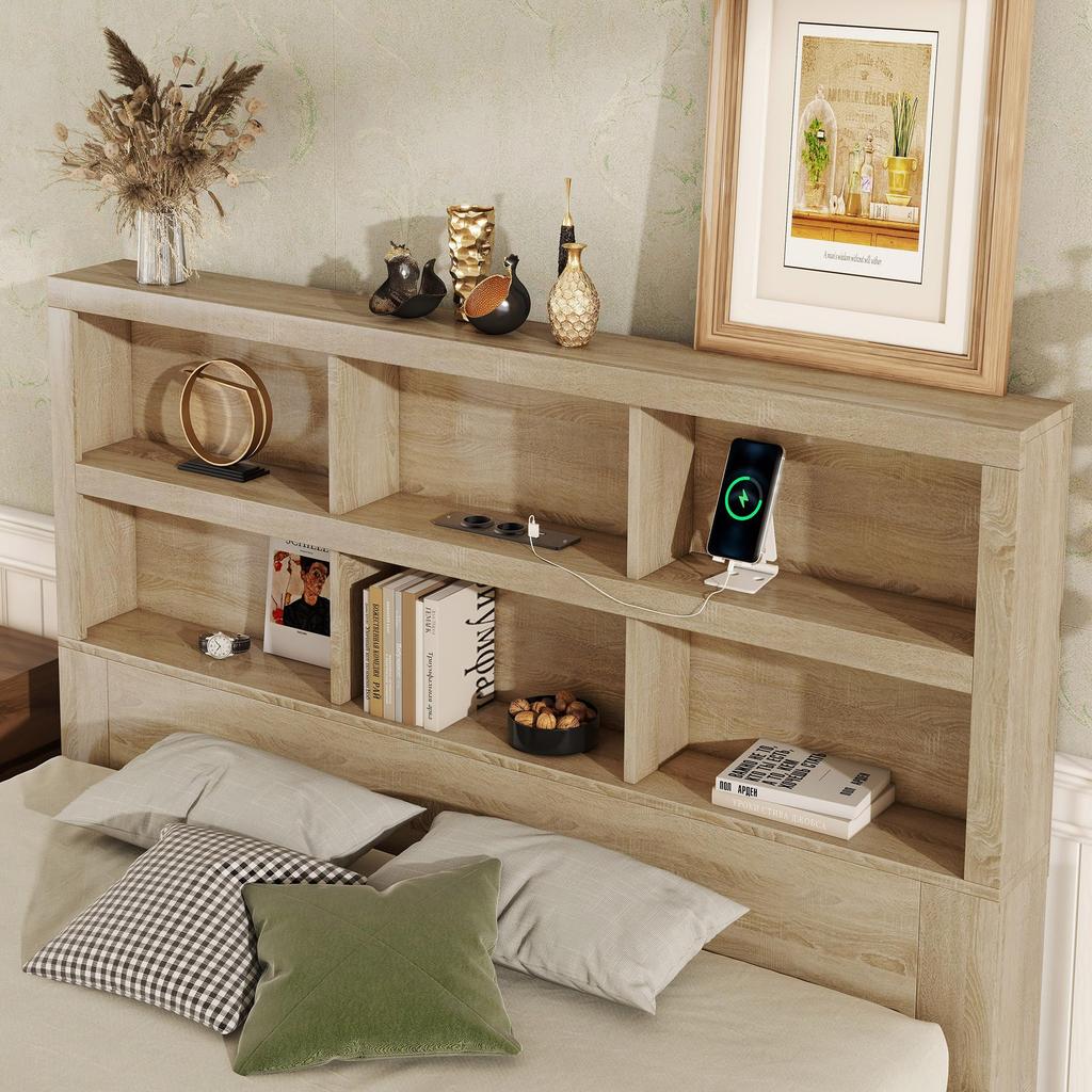 Doppelbett Holzbett 160x200cm, Stauraumbett mit 2 Schubladen und Ablagefach, Funktionsbett mit Lattenrost, Ohne Matratze