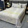 Nordic Style Floral Printed Cooling Mat Set Summer Skin Friendly Ice Silk Bed Sheet Set With Pillowcase Breathable Bed Mattress
