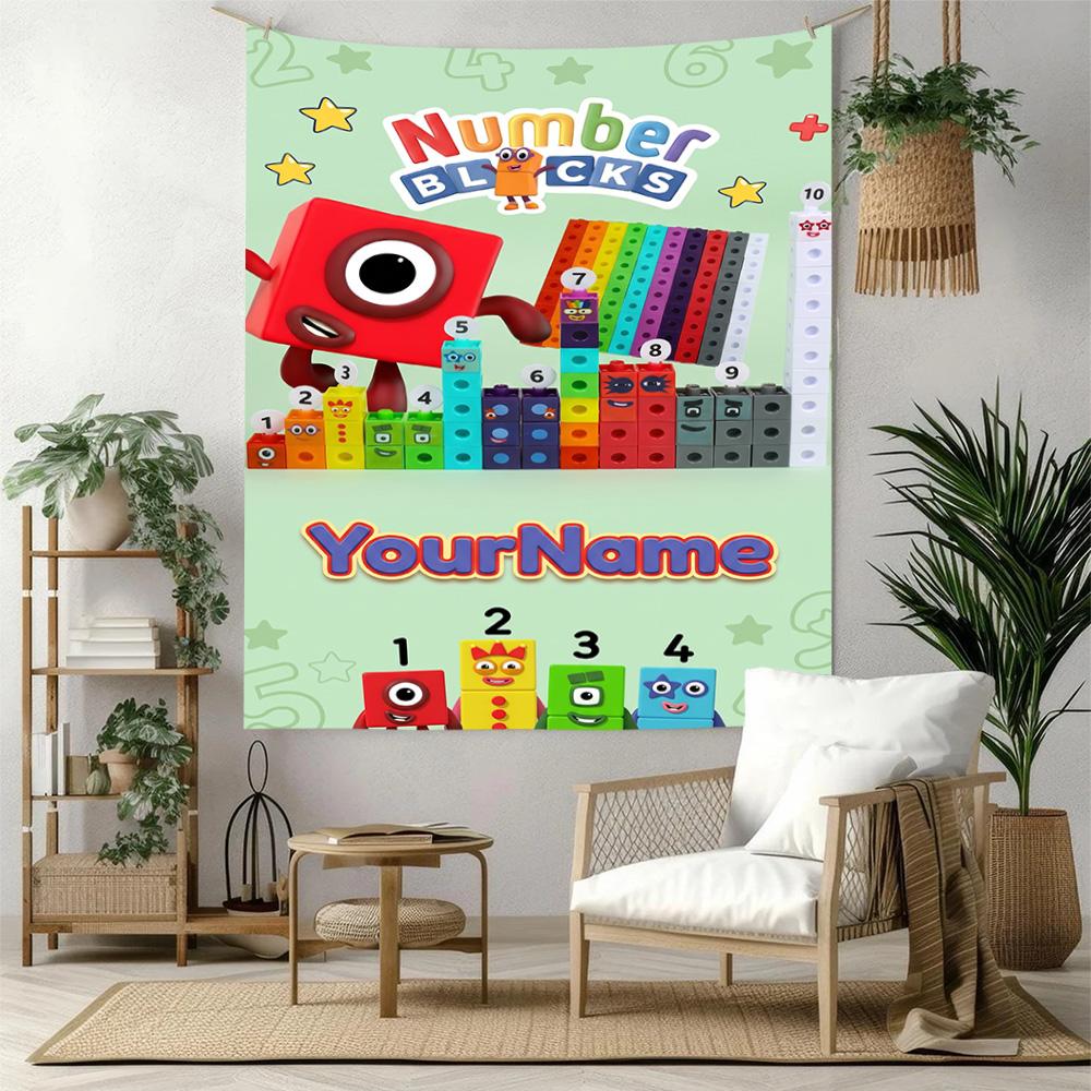 Numberblocks Benutzerdefinierter Name Wanddekoration Wandteppich Kunst Für Haustiergedenken Geburtstag Hochzeitsparty Kulisse Familiengeschenk