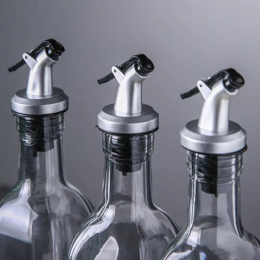 3PC Stainless Steel Oil Vinegar Cruet Dispenser with Drip Free Spouts for Kitchen Wine Olive Oil Balsamic Dressing Pourer Bottle