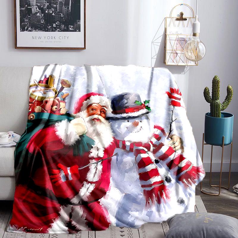 Deka přátelství Santa Sněhulák Lehká flanelová přikrývka na postel Perfektní pro cestování, kempování, obývací pokoje, kanceláře, pohovky, ventilátor Vánoční dárek