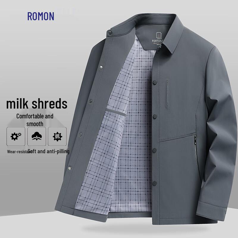 ROMON Men's Autumn/Winter Business Casual Anti-Wrinkle Lapel Jacket