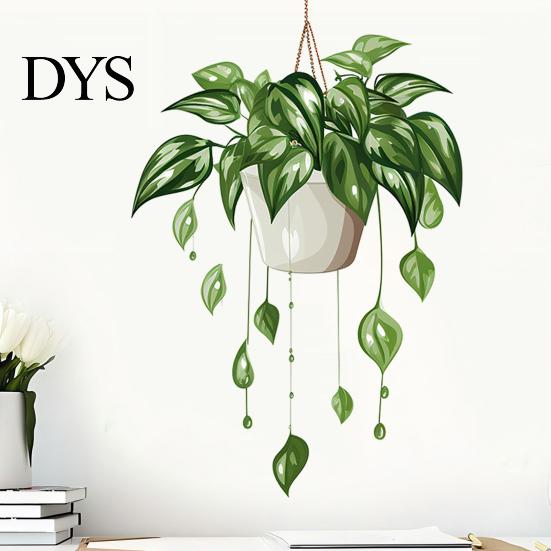 Versatile Plant Wall Decorations Watercolor Potted Stickers, PVC Waterproof Hanging Pothos/Daisy Decals, Removable Easy Peel And Stick Home