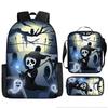 Halloween Backpack Pumpkin Ghost 3-Piece Set Schoolbag Kids Shoulder Bag Cute Bookbag for Boys Girls