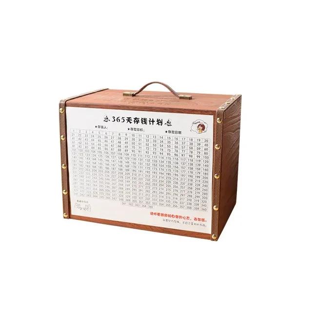 

1pc Children s Piggy Bank 365 Days Plan to Save Money Wooden Box Children s Birthday Gift Wooden Piggy Bank Change Storage Box