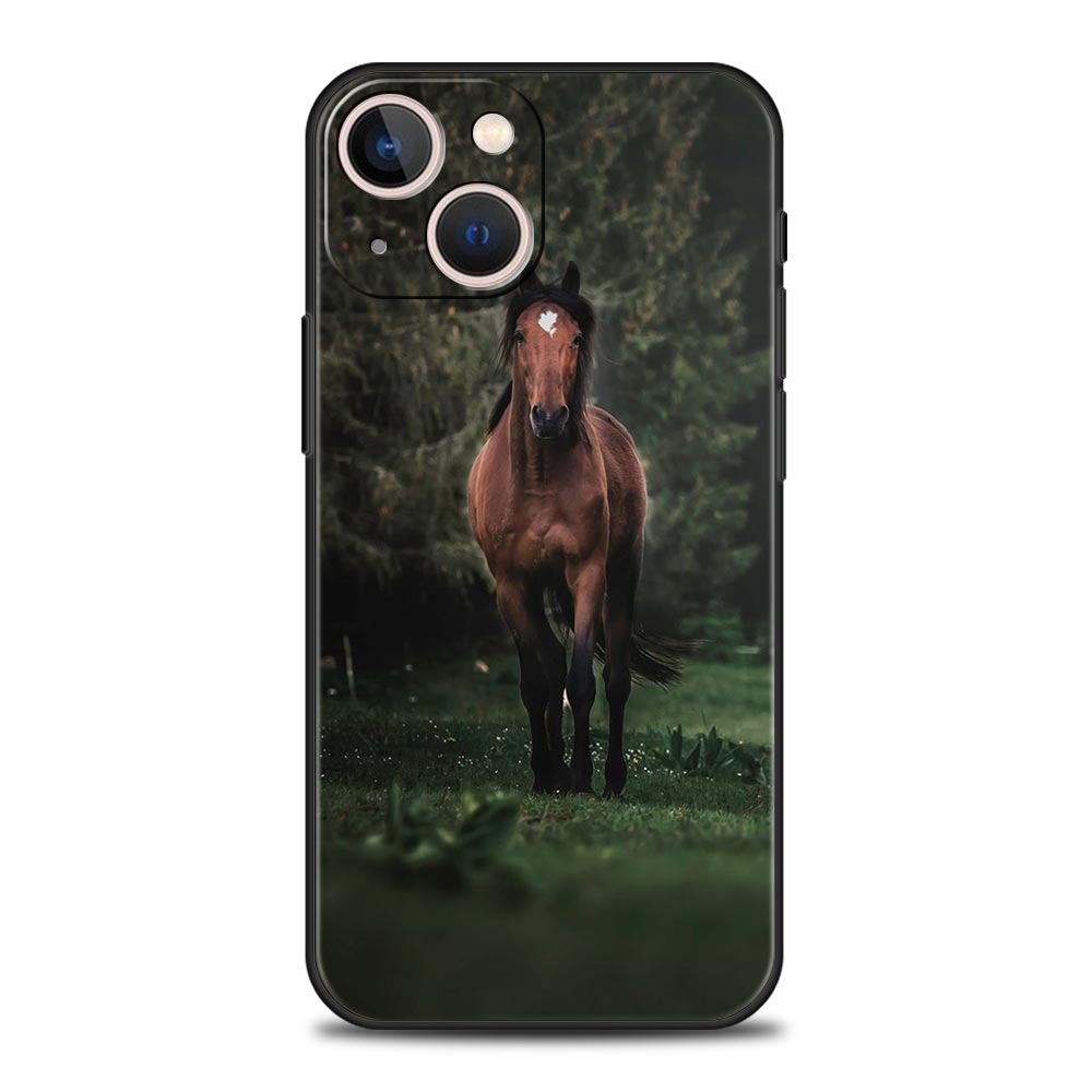 Horse Phone Case For iPhone 17 16 15 Pro Max 11 12 13 14 7 8 Plus SE 2020 X XR XS Cover Soft Black