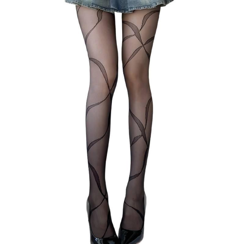 Frühling Sommer Hahnentritt Seidenstrümpfe - Damen Sexy Schwarze Rautennetz Anti-Aufreißstrumpfhose