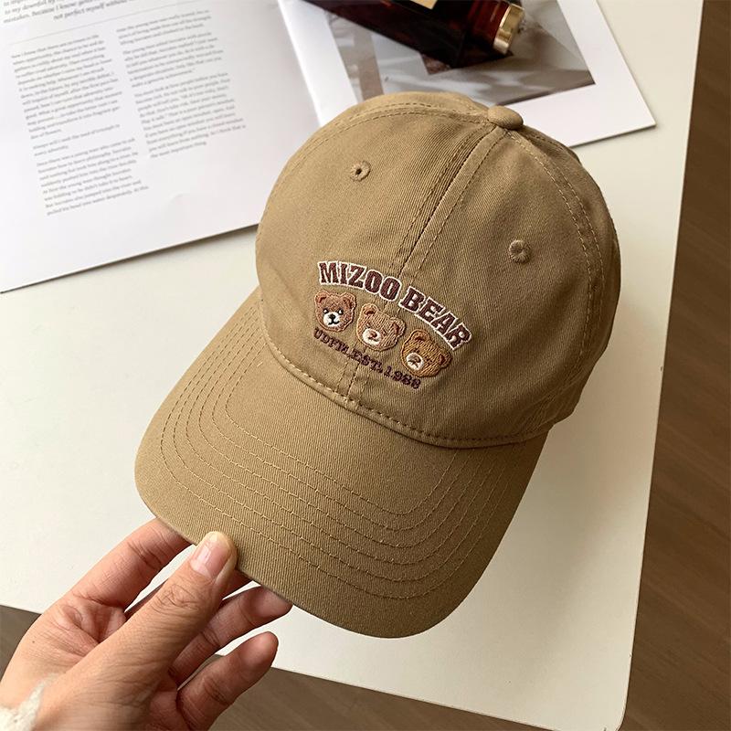 Bear Embroidered Baseball Cap Female Sweet Versatile Sports Cap Couple Student Face Small Hat
